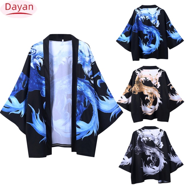 2023! Áo Khoác kimono In Hình Rồng Phong Cách Trung Hoa Cho Nam Nữ