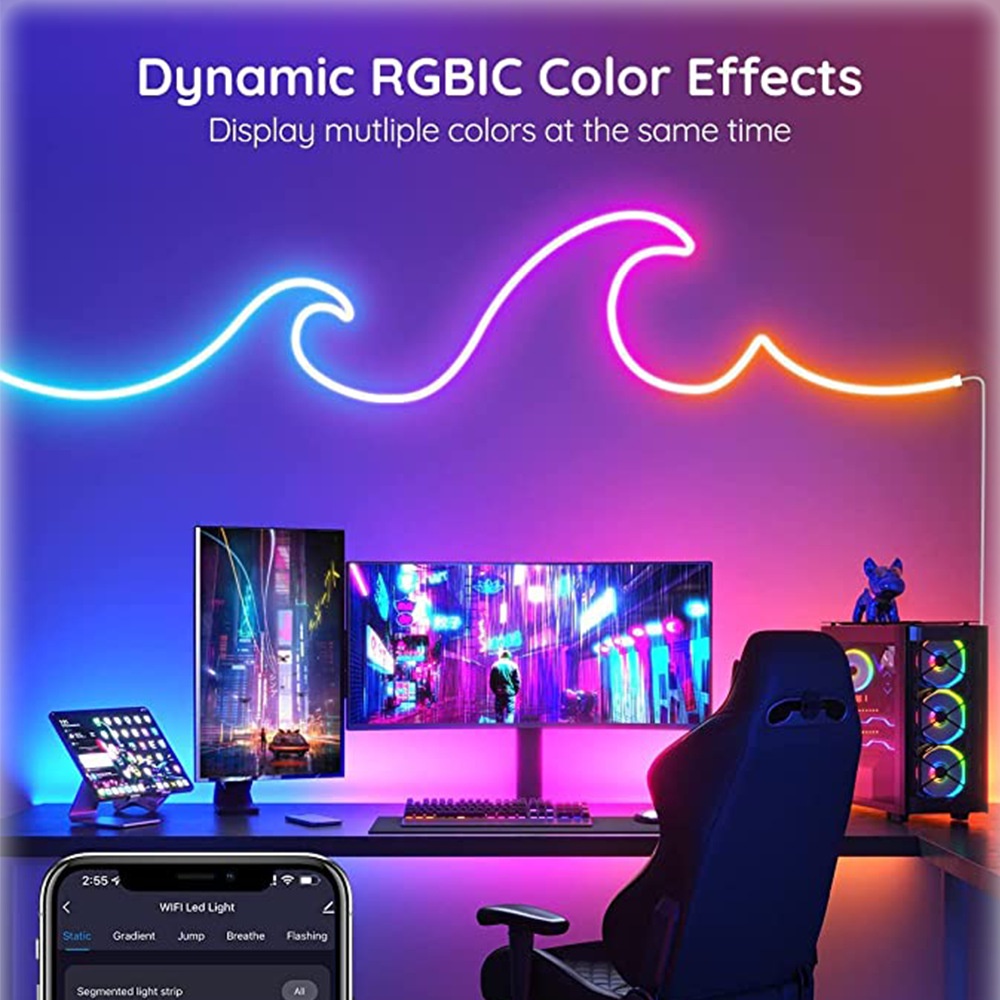 Dây Đèn neon neon 5M 12v Kèm Điều Khiển app rgb tv Trang Trí Phòng Khách / Phòng Ngủ