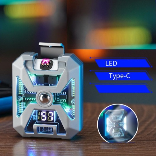 Hột Quẹt Sạc Điện Plasma Vỏ Kim Loại Có Đèn