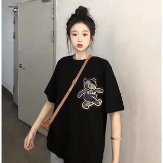 Áo thun nữ form rộng Guguno cotton cổ tròn in basic (A)