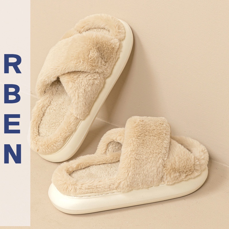 Renben Dép Bông Đi Trong Nhà Đế Dày Chống Trượt Thời Trang Thu Đông Cho Nam Nữ
