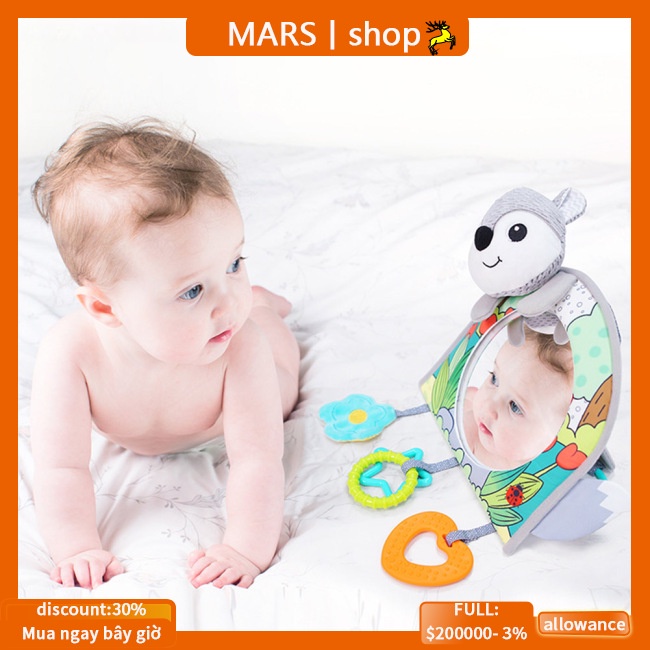Đồ Chơi Treo Xe Đẩy Em Bé Có Gương Hình Cáo Hoạt Hình Dành Cho Bé Trai 3 Tháng Tuổi