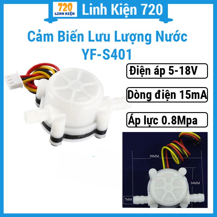 Cảm biến lưu lượng nước YF-S401 3-6L/min, xác định và hiển thị tốc độ dòng chảy