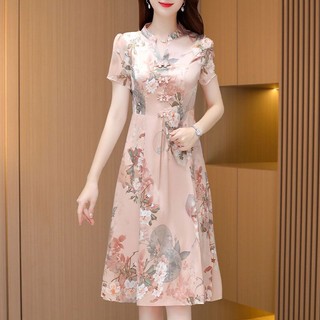 Đầm Sườn Xám Cách Tân Chất chiffon Thời Trang Mùa Xuân 2023 Sang Trọng Cho Nữ#连衣裙#女士连衣裙