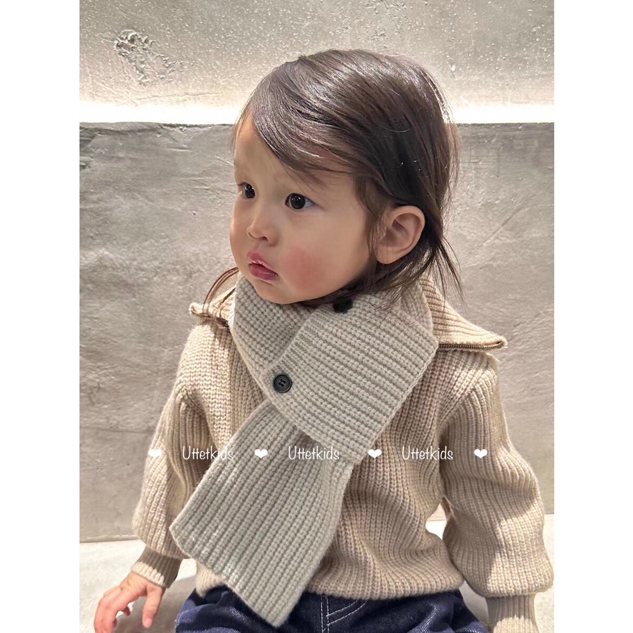 KHĂN QUÀNG CỔ LEN  HAI NÚT PHONG CÁCH HÀN QUỐC CHO BÉ GÁI VÀ BÉ TRAI TỪ 1 - 5 TUỔI