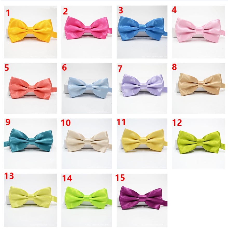 Cà Vạt Nơ Lụa polyester Hai Màu Trơn Sáng Bóng Thời Trang Nam