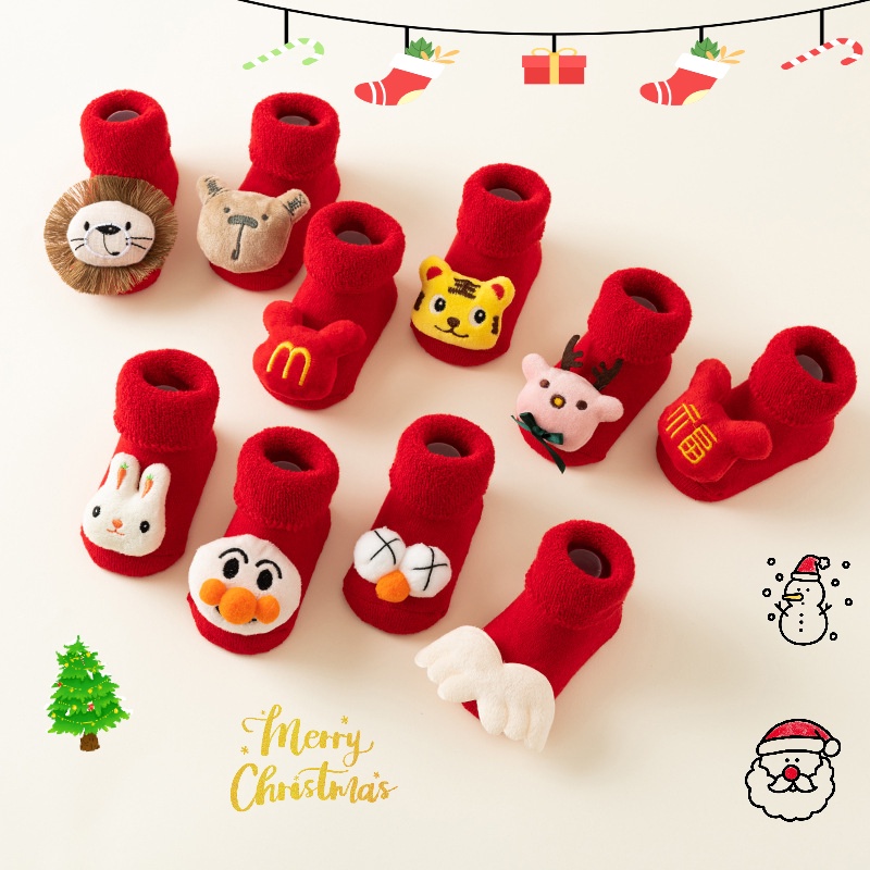 Tất cotton Chống Trượt Phong Cách Giáng Sinh Đáng Yêu Cho Bé