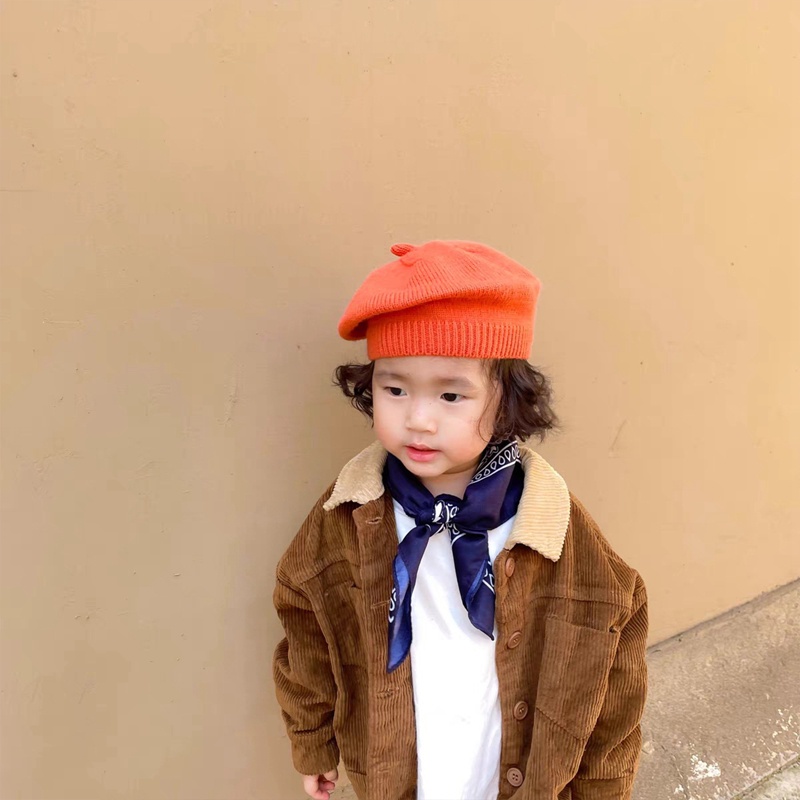 Ht Mũ beret Dệt Kim Mềm Mại Màu Trơn Giữ Ấm Mùa Thu Đông Cho Bé Trai Và Bé Gái