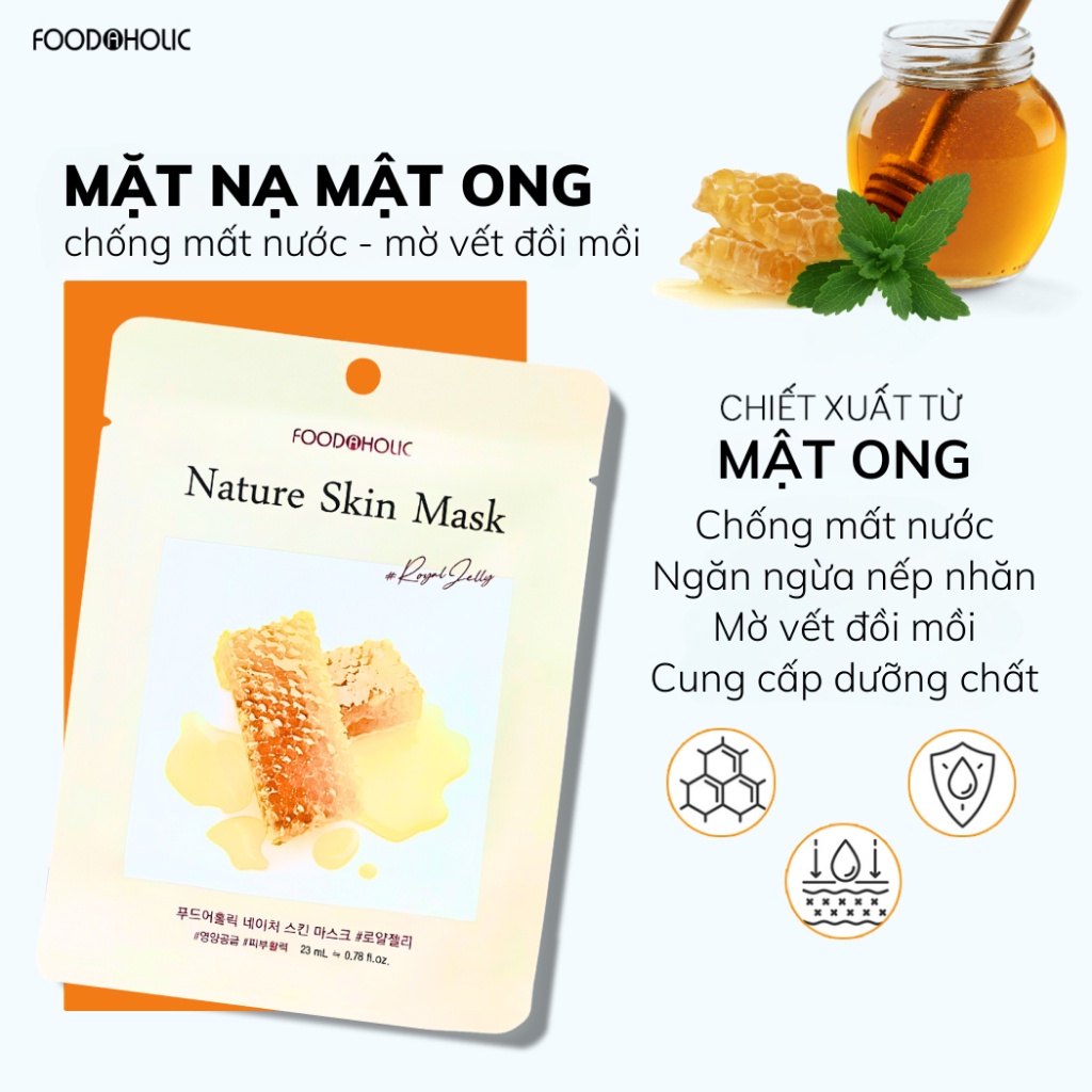 Mặt Nạ Thiên Nhiên Dưỡng Ẩm Giảm Mụn Trắng Da 3D Foodaholic Nature Skin Mask 23g