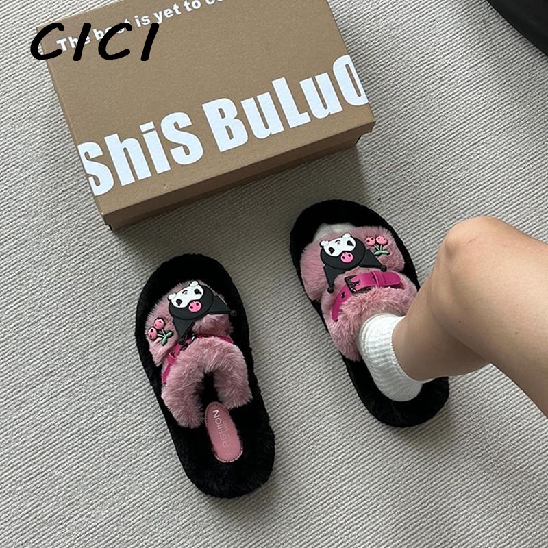 CICI dép nữ dép lông dép sandal nữ dép bánh mì Sang trọng Màu sắc đa dạng Êm ái Thể thao và thời trang FDL23C08XF 50Z231211