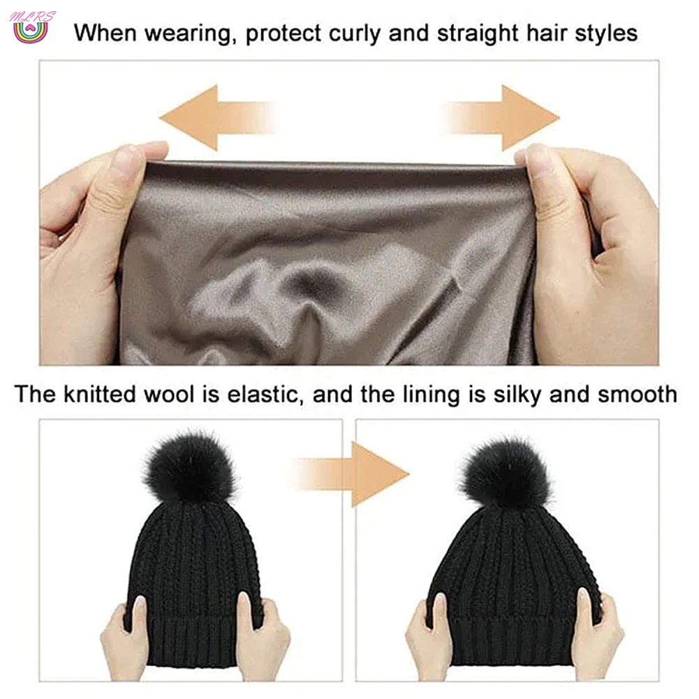 Dễ Thương Mũ Len Trùm Đầu Đính Banh Lông Mềm Mại Chống Lạnh
