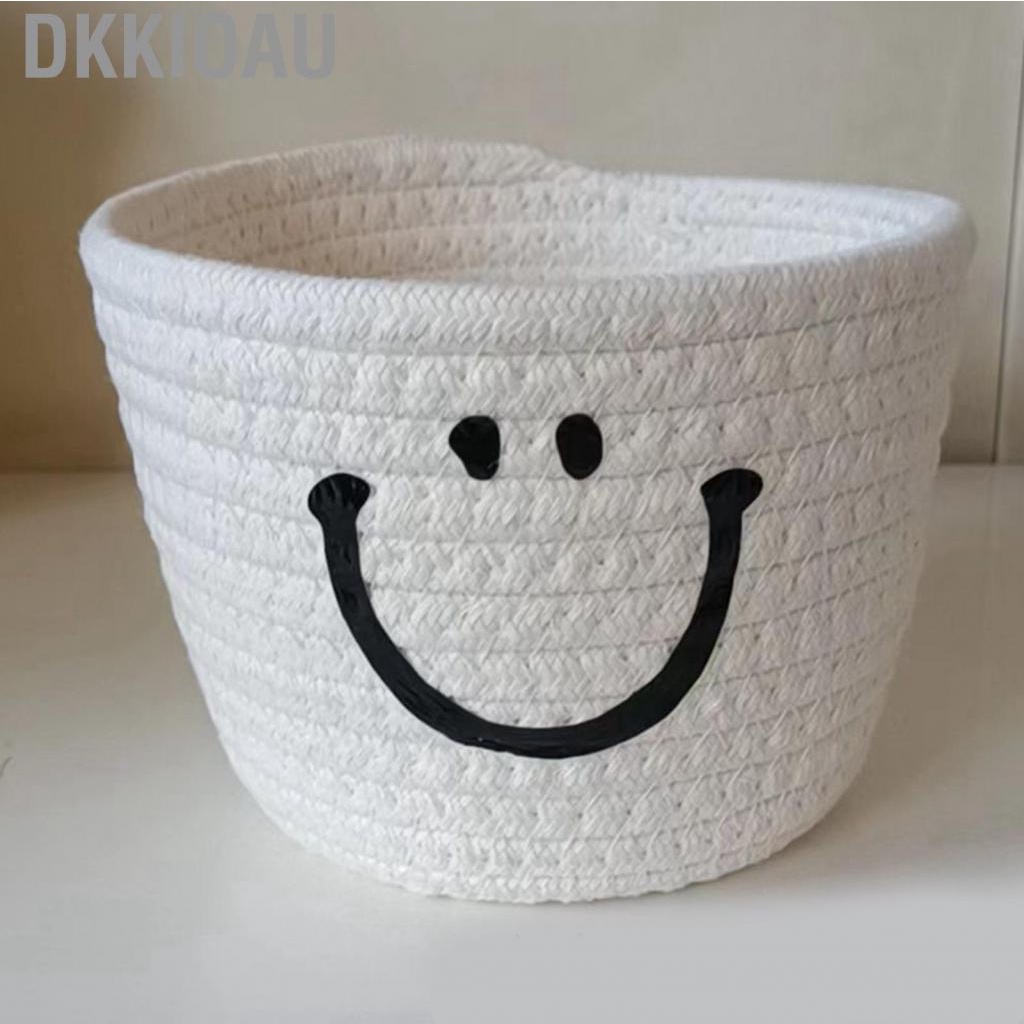 Dkkioau Cute Cotton Rope Basket Wall Mounted Soft Foldable Hand Woven Small Storage for Home Use
