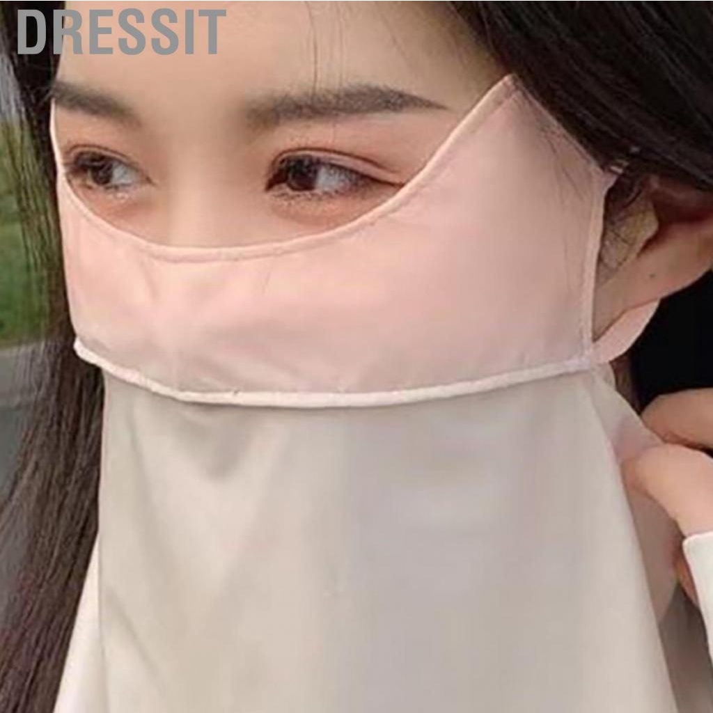 Dressit Face Neck Flap Cover  Uv Protection Hidden Nose Hole Design Sun Veil Ice Floss Multiple Small Vent Holes for Summer Camping