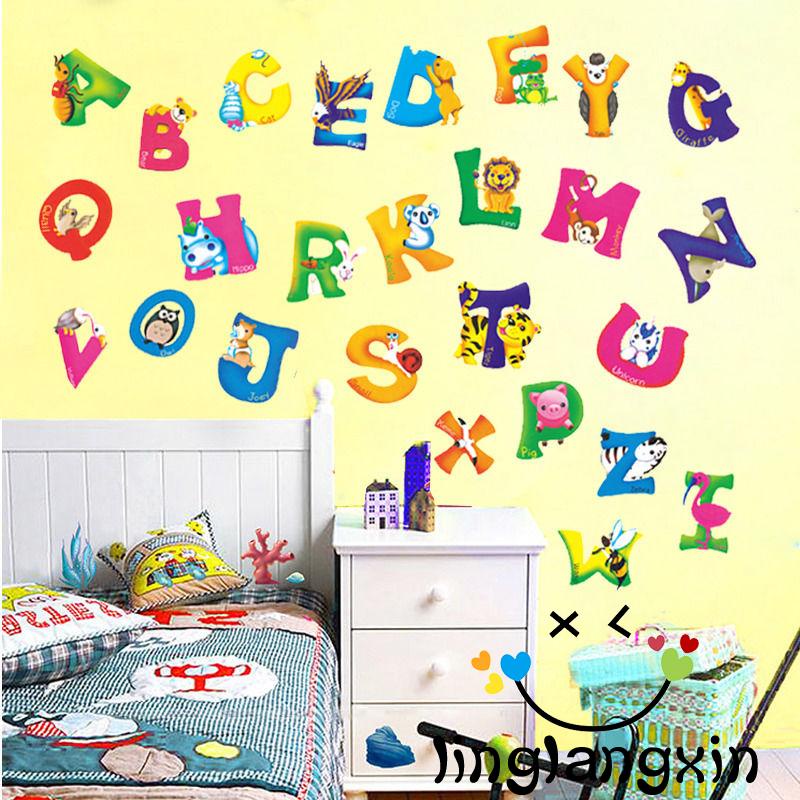 Mx-a-z Miếng Dán Tường Trang Trí Hình Chữ Cái Tiếng Anh Và Động Vật Tháo Rời Được Dành Cho Nhà Trẻ