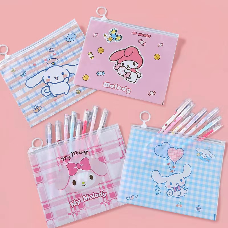 Túi Zip Cute, Túi Đựng Bút Dễ Thương Nhựa PE Dẻo Chống Nước Kích Thước A5