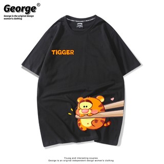 Áo thun nữ form rộng cotton cổ tròn in basic