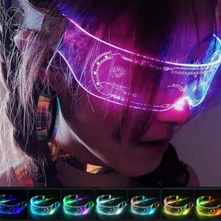 Kính Viễn Tưởng Trong Suốt Phát Sáng Kính Đèn LED Phát Sáng Nhiều Màu Sắc Phong Cách Punk Bar Tiệc Tùng Vui Nhộn