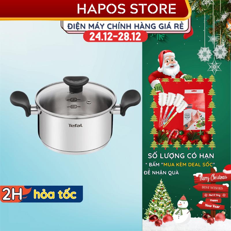 Nồi lẻ inox hai quai có nắp kiếng 3L đường kính 20cm Tefal Primary E3084435 - Hàng chính hãng - HAPOS