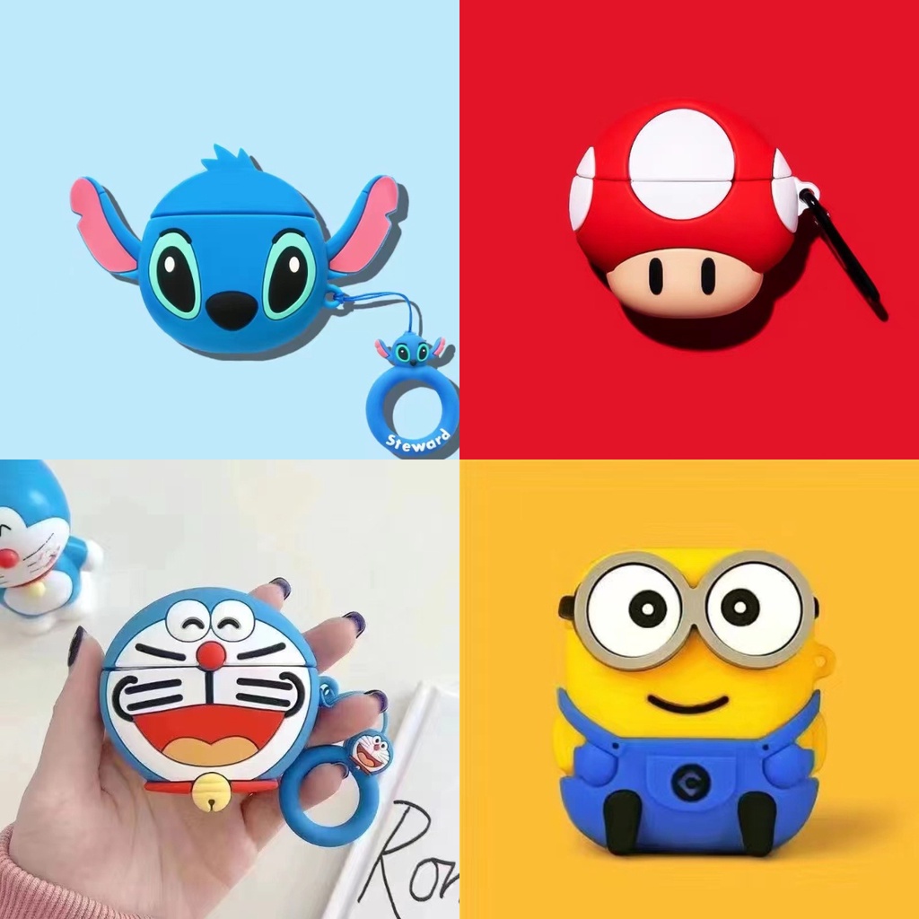 Cho Airpods 1 2 3 Pro Pro 2 Case ốp tai ng Vỏ Bảo Vệ Hộp Sạc Tai Nghe Hình doraemon minions Đáng Yêu