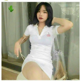 Đầm Thun Cổ Trụ Thêu Trái Cherry - Lựa Chọn Đẳng Cấp Cho Mọi Dịp TTPC0011