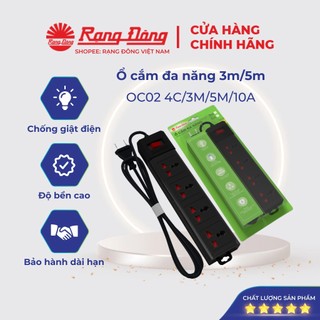 Ổ cắm điện đa năng rạng đông 3m, 5m chịu tải cao, model: oc02 4c/3m/10a