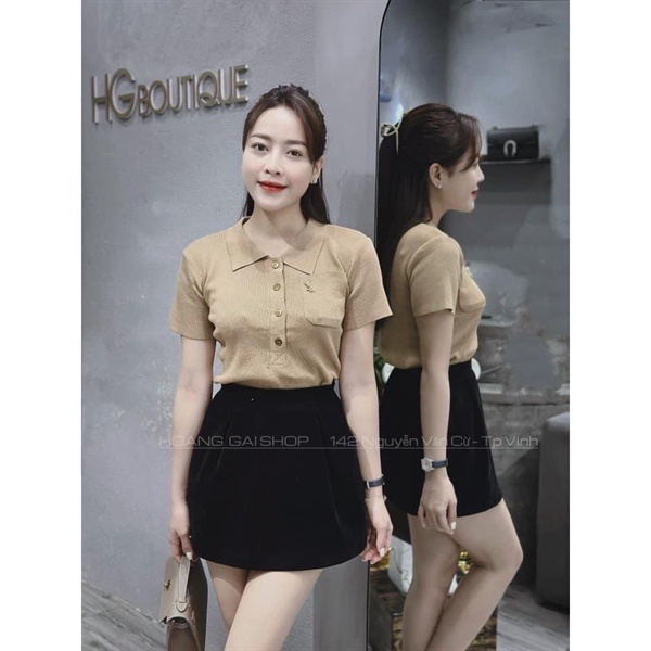 Áo len cổ đúc polo kèm tag ysl, đính cúc QCL1