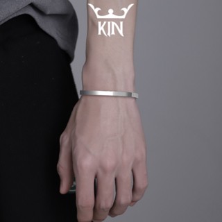 Vòng Đeo Tay Thép titan không gỉ Plain Lắc Tay cuff nam nữ Unisex lắc tay đôi Màu Bạc trang sức titan cao cấp Kin