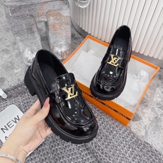 Giày Loafer nữ đế cao chất da mềm đi êm chân, kiểu dáng moca tag LV đồng thời trang, Giày đốc nữ kiểu dáng sang chảnh