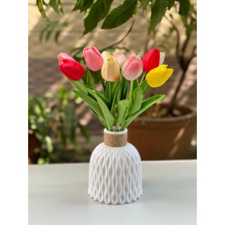 Hoa để bàn Combo 10 cành hoa tulip + bình
