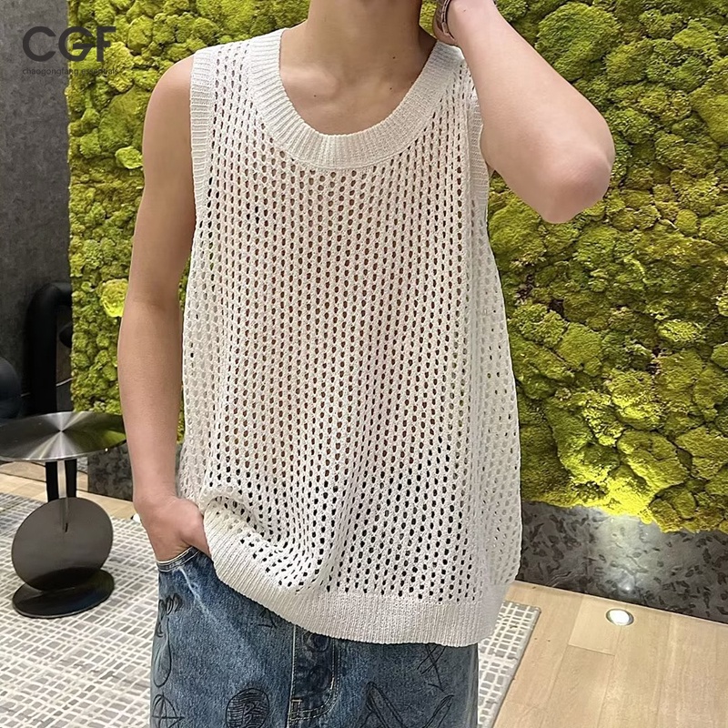 Chaogongfang Áo Dệt Kim Sát Nách Thời Trang Mùa Hè Cho Nam
