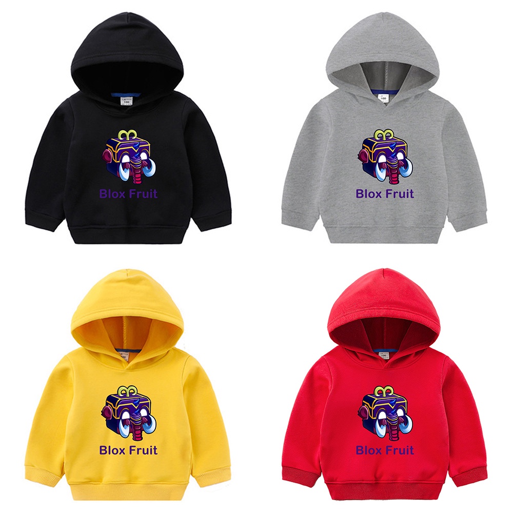 Mingyuan Mammoth Fruit Blox Fruit Áo Hoodie trẻ em Đơn giản Hoạt hình giản dị Áo khoác bé trai và bé gái hàng đầu