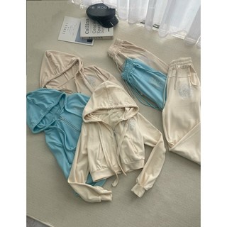 Set áo khoác + quần suông logo đá 12052.