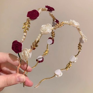 Cài tóc hoa hồng đính ngọc trai thời trang