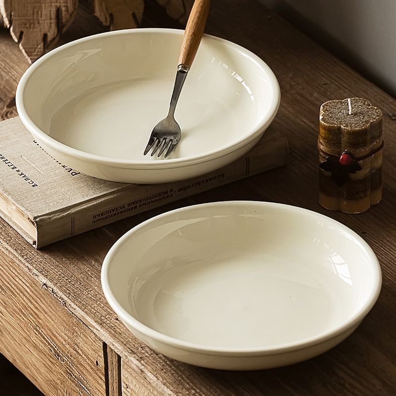 Plates, tableware, simple solid color ceramic plates, deep plates, high-end dishes, dish sets, veget