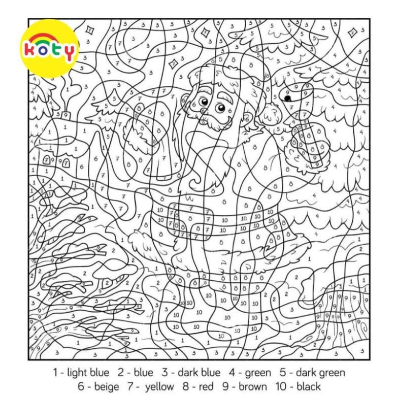 Tranh Tô Màu Tô màu theo số - Bộ 10 Tờ Tranh Tô Màu A4 Dành Cho Màu Sáp, Màu Chì - TRANH TÔ MÀU KOTY