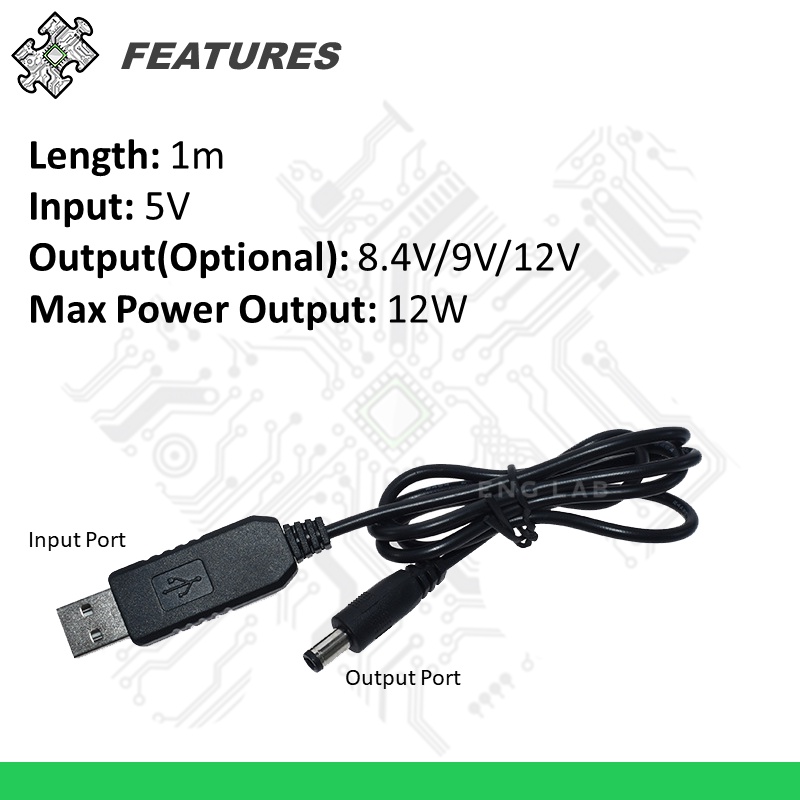 ENGLAB★Dây Cáp Tăng Cường usb Từ 5v Sang 8.4v / 9v / 12v
