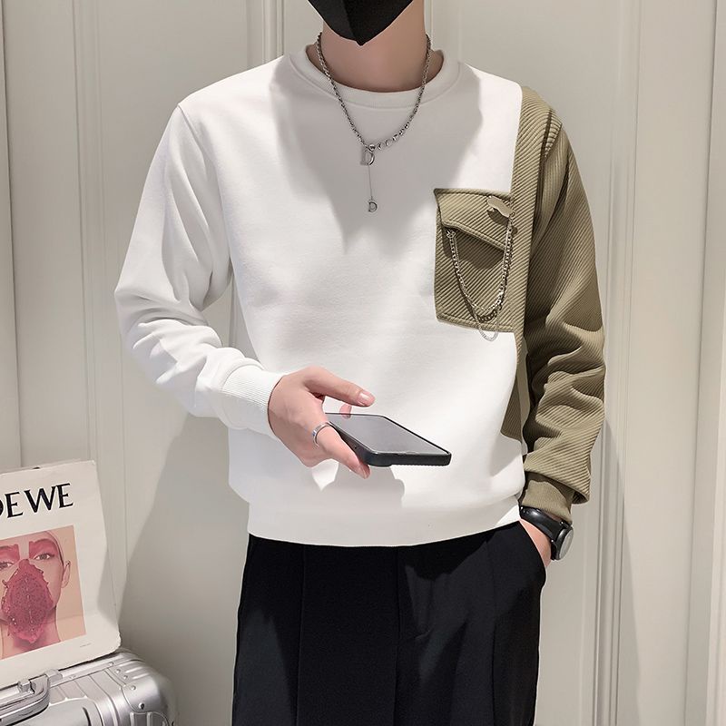 Màu Sắc Áo Thun Dài Tay Phối Màu Cá Tính Theo Phong Cách retro Hongkong Dành Cho Nam