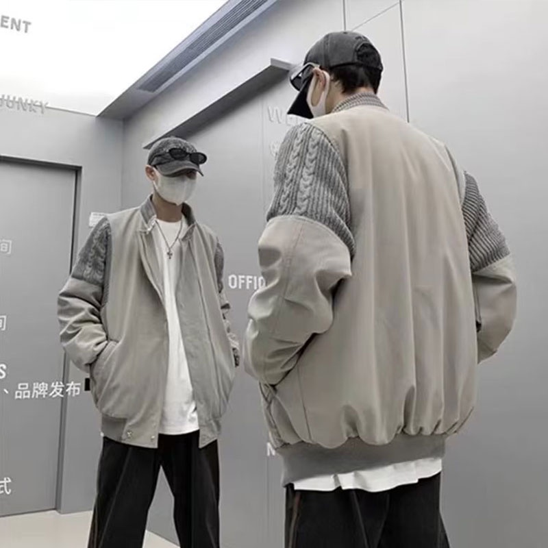 YOUTANG Áo Khoác Cổ Đứng Tay Dài Có Túi Bên Hông Màu Xám Thời Trang Xuân Thu Trẻ Trung Dành Cho Nam Nữ