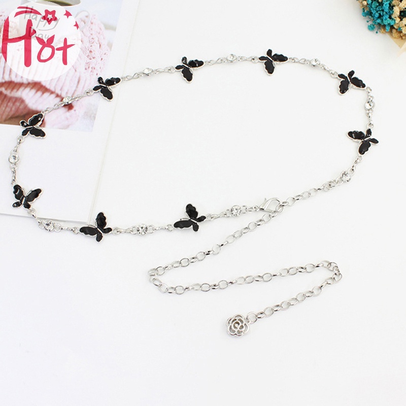 Jr Thắt Lưng Dây Xích Kim Loại Mảnh Mặt Hình Bướm Có Thể Điều Chỉnh Trang Trí Đầm / Áo Len