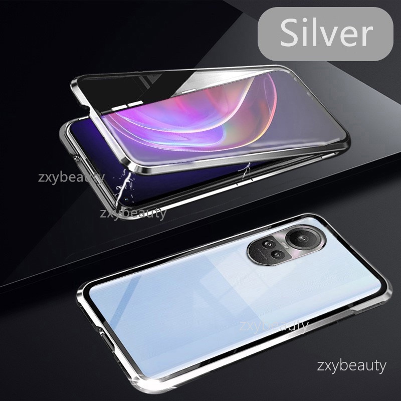 Ốp Điện Thoại Kính Cường Lực Hai Mặt Viền Kim Loại Nam Châm Cho oppo reno 10 pro 5g reno10 reno10pro 2023 reno 10pro Bảo Vệ