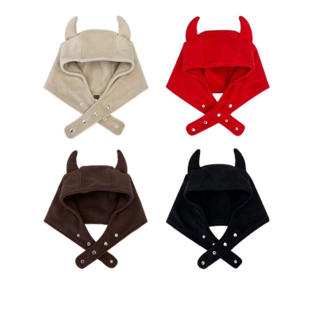 Mũ Lưỡi Trai Vải cotton Màu Đen In Hình Quỷ Bảo Vệ Tai Kiểu Nhật Bản Thời Trang Mùa Đông Cho Nam / Nữ