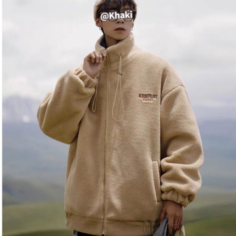 Nurgaz Áo Khoác Cổ Đứng Màu Trơn Phối Khóa Kéo Thời Trang Ấm Áp Cho Nam