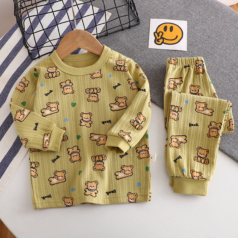 Bộ Đồ Ngủ Tay Dài Bằng Vải cotton Thời Trang Mùa Thu Dành Cho Trẻ Em 73-150cm