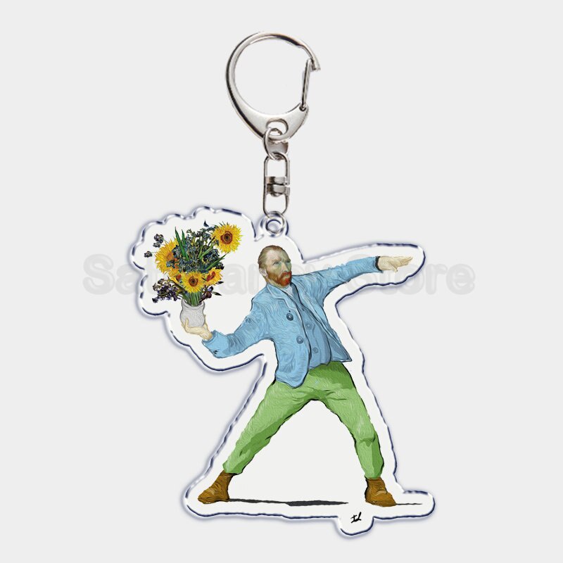 Móc khóa Vincent Van Gogh Oil Painting Tranh Sơn Dầu Đêm Đầy Sao Hoa Hướng Dương Móc Khóa Phụ Kiện Dễ Thương