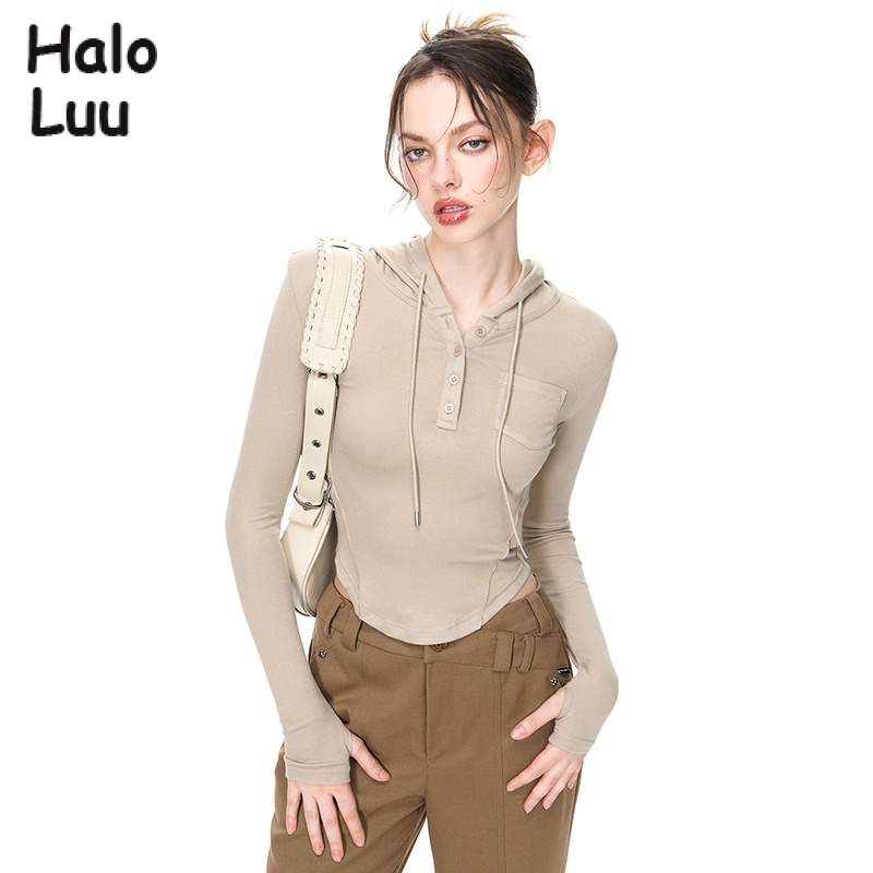 Halo  Luu áo phông áo thun nữ croptop baby tee Thời trang hàn quốc WTX2390AFD 36Z230908