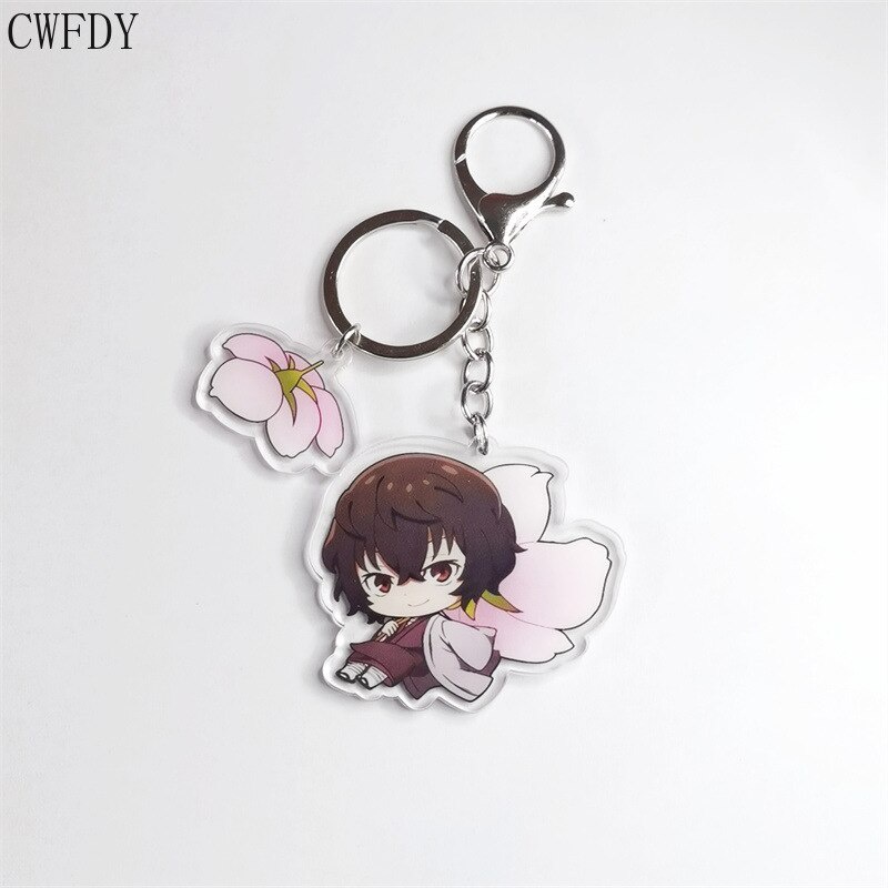 Móc khóa Anime Bungou Stray Dogs Arcylic Keychain Atsushi Nakajima Dazai Flower Key Chain Women Men