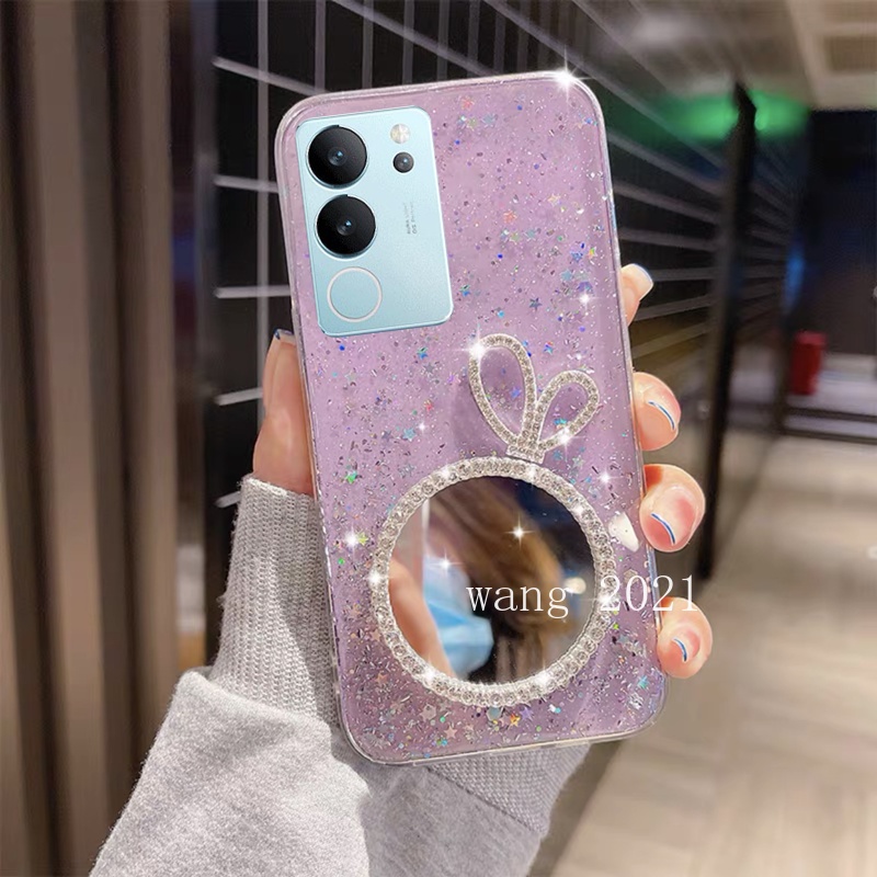 Ốp Điện Thoại Mềm Có Gương Trang Điểm Hình Vương Miện vivo v29 5g vivo v29e v29 pro y27 y78 y36 5g 4g 2023 vivov29 5g
