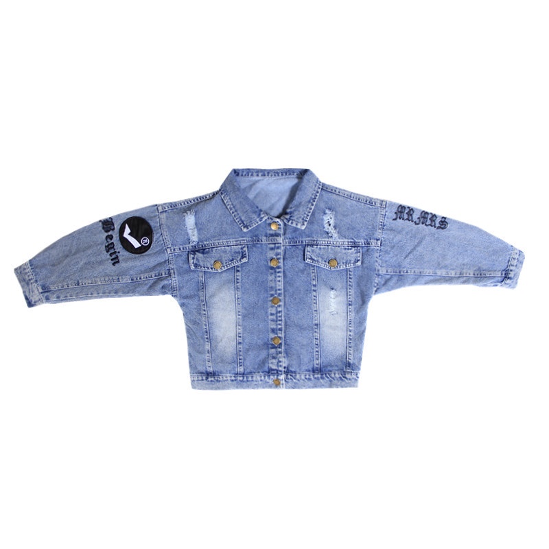 Áo Khoác denim Phong Cách Hàn Quốc Thời Trang Xuân Thu 2023 Dành Cho Bé Gái