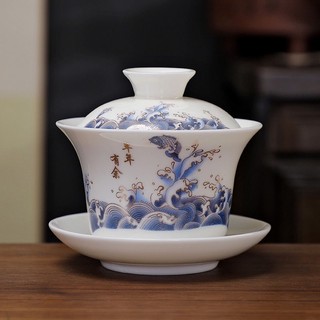 Bộ ấm chén uống trà bằng gốm sứ màu trắng dung tích lớn