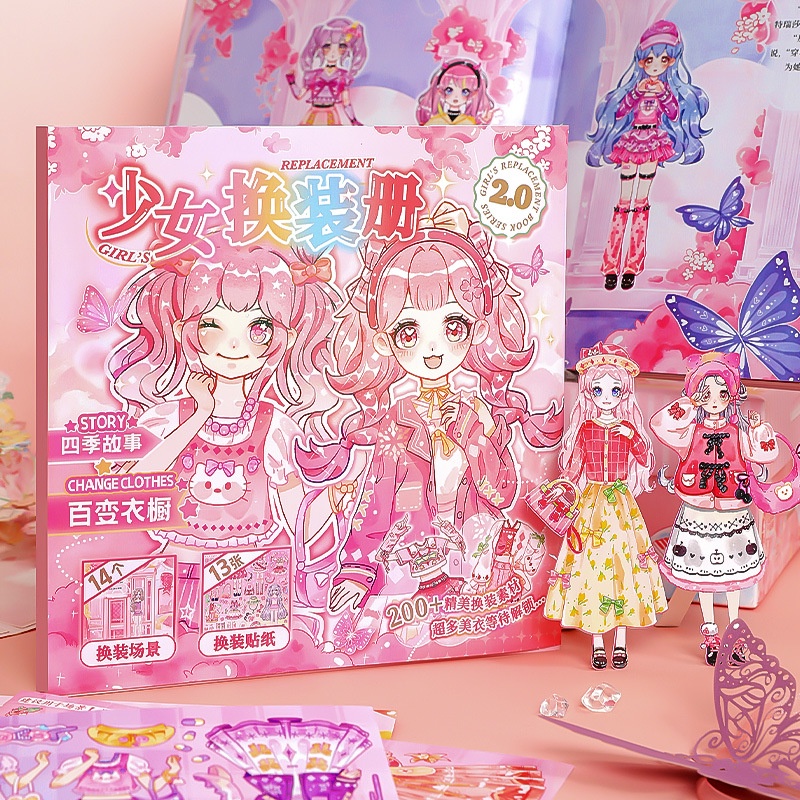 [Hàng Có Sẵn] Sách Hình Dán Hình Dán Cô Gái Mặc Đồ Bốn Mùa Cho Hành Trìnhney no. Sticker Dán Trang T